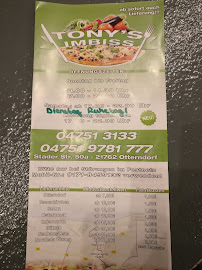 Carte du Tony's Pizza à Otterndorf