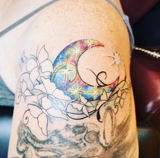 Explore moon phases tattoo ideas, creative tattoo ideas in Abington, available at Tattoo Galaxy (Abington) Piercing and Custom Tattoos