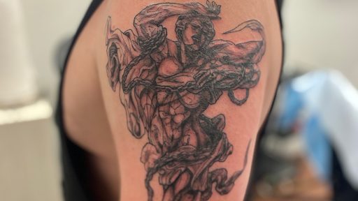 Explore camo tattoo ideas, creative tattoo ideas in Greenville, available at Deep Liquid Ink