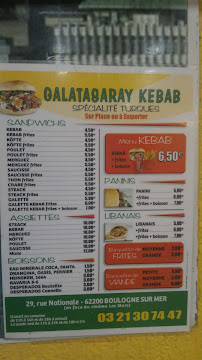 Galatasaray Kebab à Boulogne-sur-Mer carte