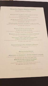 Menu / carte de L'Orangerie, restaurant gastronomique du Château de Chenonceau à Chenonceaux
