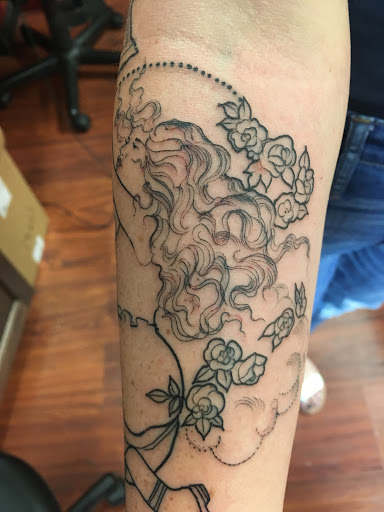 Explore tattoo flag ideas, creative tattoo ideas in West Hollywood, available at The Honorable Society Tattoo Shop