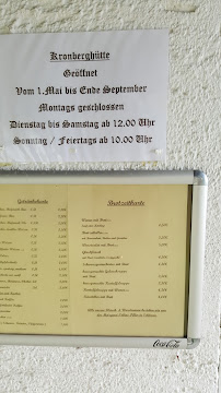 Menu du Alte Kronberghütte à Viechtach