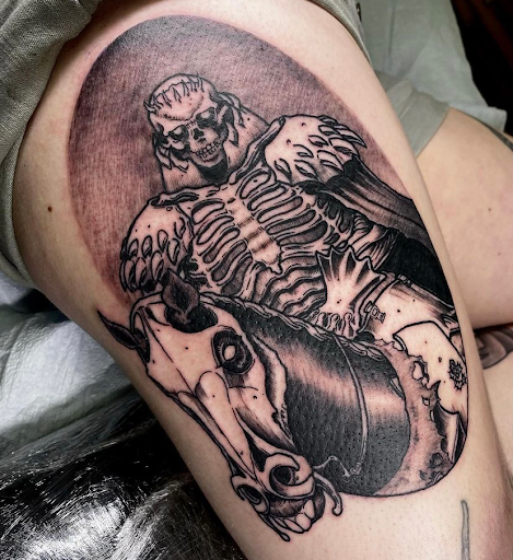 Explore tattoo ideas for leg sleeve, creative tattoo ideas in Baltimore, available at Rippd Canvas Tattoo Shop Artists Social Club