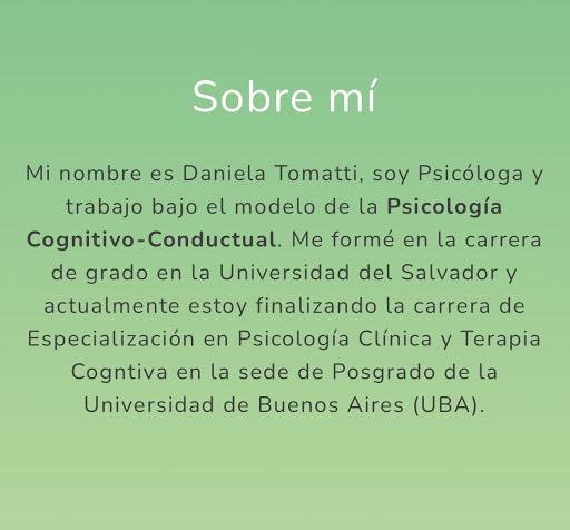 Lic. Daniela Tomatti (Psicóloga Cognitiva Conductual)
