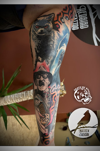 Explore behind neck tattoo ideas, creative tattoo ideas in Nashville, available at RedBird Tattoo