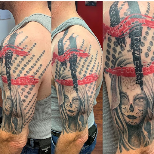 Explore long sleeve tattoo ideas, creative tattoo ideas in Powell, available at Against All Odds Tattoos and Piercings