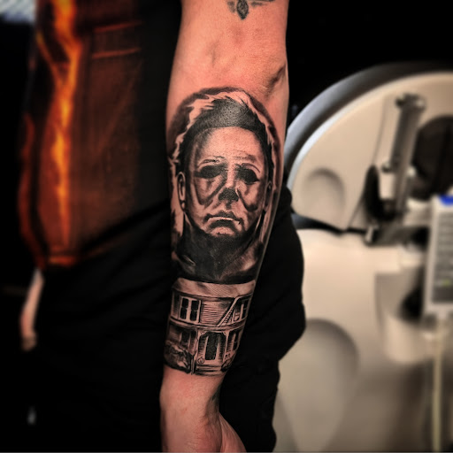 Explore ladies tattoo sleeve ideas, creative tattoo ideas in Medina, available at Greasers Ink