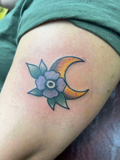 Explore back of the arm tattoo ideas, creative tattoo ideas in Nashville, available at RedBird Tattoo