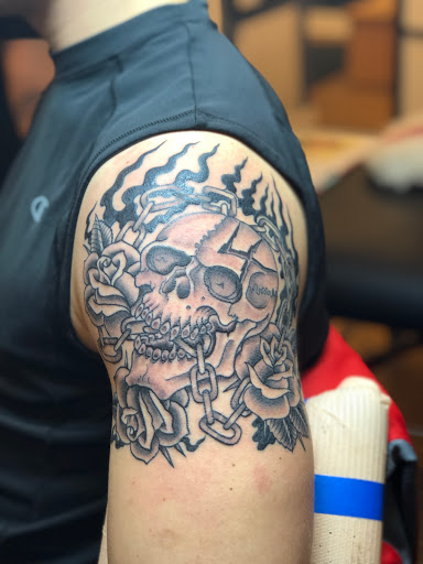 Explore tiger shark tattoo ideas, creative tattoo ideas in Warrenville, available at NoodlesTattoo Co. & Studio