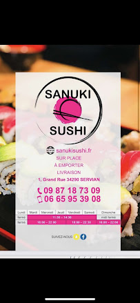 Sanuki Sushi à Servian menu