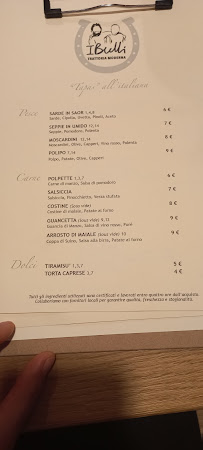 Menu du I Bulli trattoria moderna di mare à Vazzola