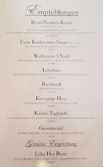 Menu du Landhaus Grunewald à Berlin