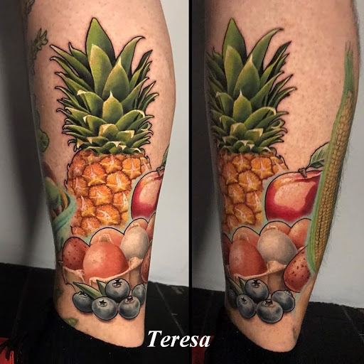 Explore black and grey half sleeve tattoo ideas, creative tattoo ideas in Sanford, available at Venom Ink Tattoo