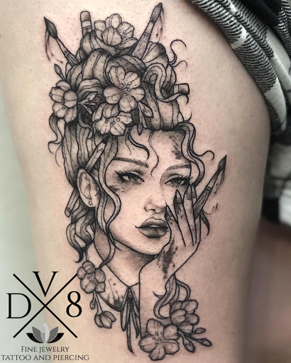 Explore rose foot tattoo ideas, creative tattoo ideas in Roseville, available at Dv8 Tattoo and Body Piercing