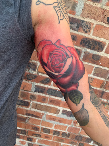 Explore geometric sleeve tattoo ideas, creative tattoo ideas in Albuquerque, available at Blacklist Tattoo Parlour Tattoo Shop in Albuquerque