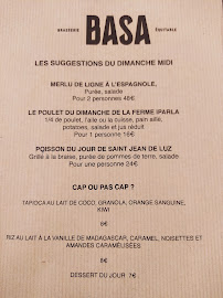 Menu / carte de Brasserie BASA à Bayonne