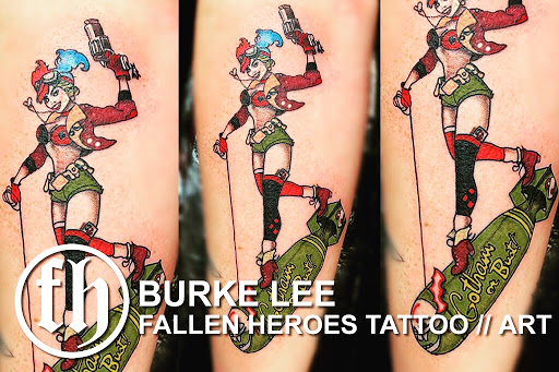 Explore cheating death tattoo ideas, creative tattoo ideas in Colorado Springs, available at Fallen Heroes Tattoo & Piercing (Colorado)