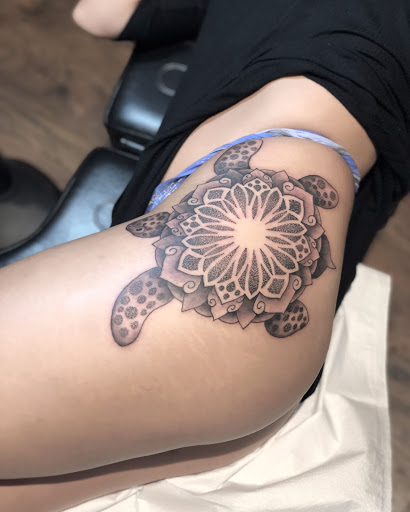 Explore dog outline tattoo ideas, creative tattoo ideas in Loveland, available at R&G Body Art