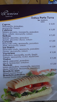 Menu du Porta Terra à Cefalù