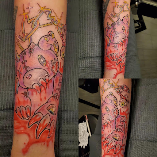 Explore solid black tattoo ideas, creative tattoo ideas in Palm Harbor, available at Angry Owl Tattoo and Piercing