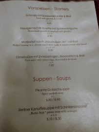Restaurant allemand Gasthaus Krombach à Berlin (le menu)