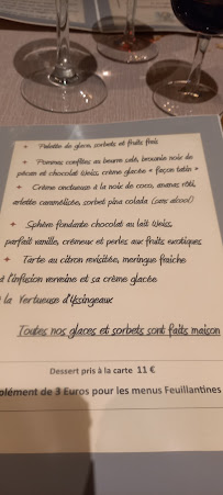 Menu du Les Feuillantines à Saint-Pal-de-Mons