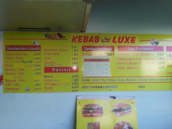 menu du restaurants Kebab luxe à La Rochelle