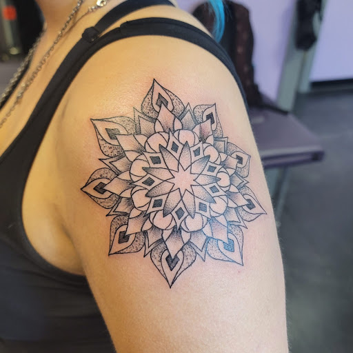 Explore aztec tattoo ideas for men, creative tattoo ideas in Easley, available at Peach Pit Tattoo