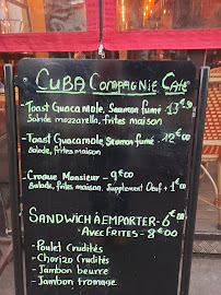 Restaurant cubain Cuba Compagnie Café à Paris - menu / carte