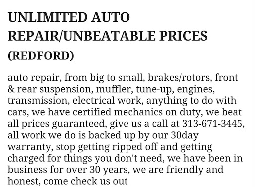 Auto Repair Shop «Unlimited Auto Repair & Collision», reviews and photos, 24645 Plymouth Rd, Redford Charter Twp, MI 48239, USA