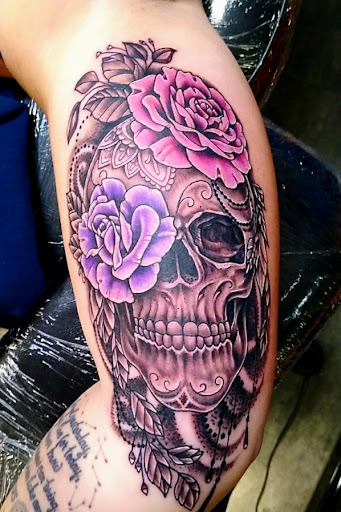 Explore dark cover up tattoo ideas female, creative tattoo ideas in Redding, available at DEADLIFT TATTOO