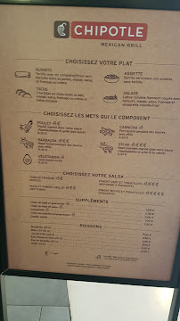 Chipotle Mexican Grill à Paris menu