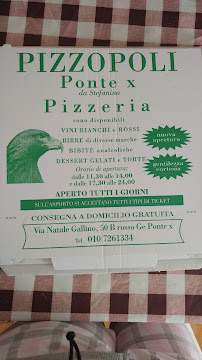Menu du Pizzopoli Ponte X à Genoa
