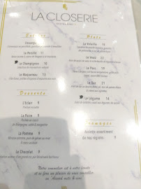 Restaurant Restaurant La Closerie à Dijon (le menu)