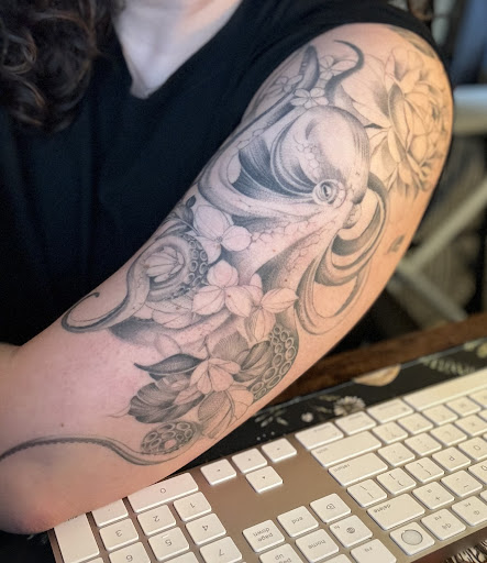 Explore electric guitar tattoo ideas, creative tattoo ideas in Portland, available at Midnight Tattoo