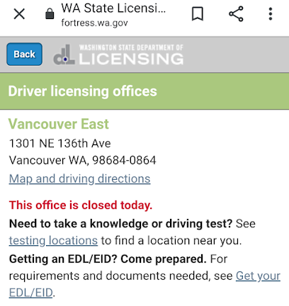 Washington State department of Licensing