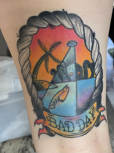 Explore compass tattoo cover up ideas, creative tattoo ideas in Albuquerque, available at Factory Edge