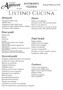 Menu / carte de Taverna Aganoor da Luigino à Arquà Petrarca