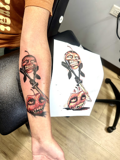 Explore name neck tattoo ideas, creative tattoo ideas in Whitehall, available at Beachside Tattoos & Smoke Shop