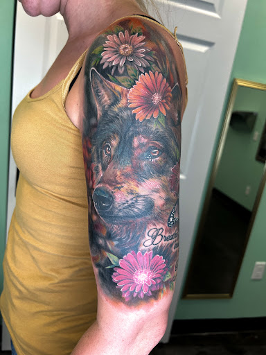 Explore horror half sleeve tattoo ideas, creative tattoo ideas in Fairmont, available at Heretic Ink