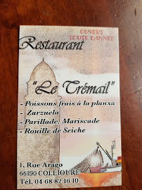 Restaurant Le Trémail à Collioure - menu / carte