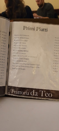 Trattoria Da Teo à Rome menu
