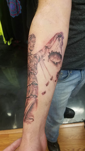 Explore firefighter tattoo sleeve ideas, creative tattoo ideas in Wayne, available at Mean Ink Tattoo