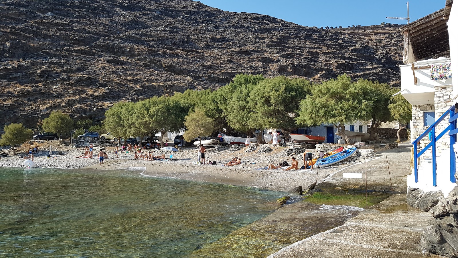 Photo of Vathi beach with turquoise pure water surface