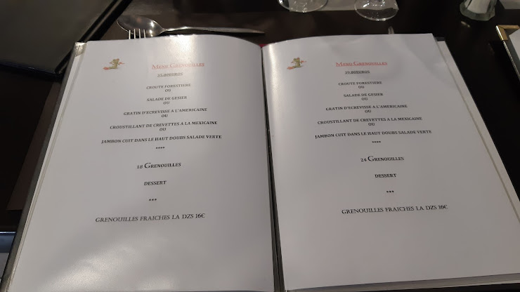 menu du restaurants Le Vivier d'Argent à Thise