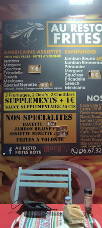 Menu / carte de Au resto frites de Roye à Roye