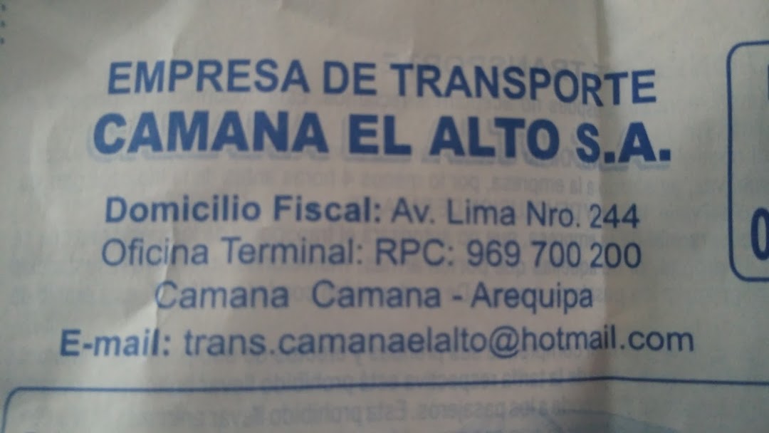 Terminal de Minivanes Camaná - Pedregal