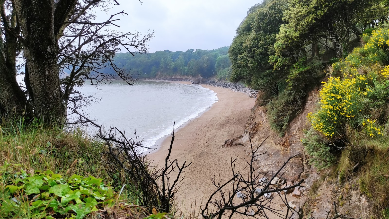 Photo of Bonne Anse beach with bright sand & rocks surface