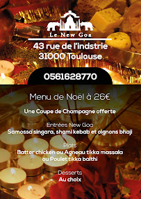 Restaurant indien le New Goa à Toulouse carte